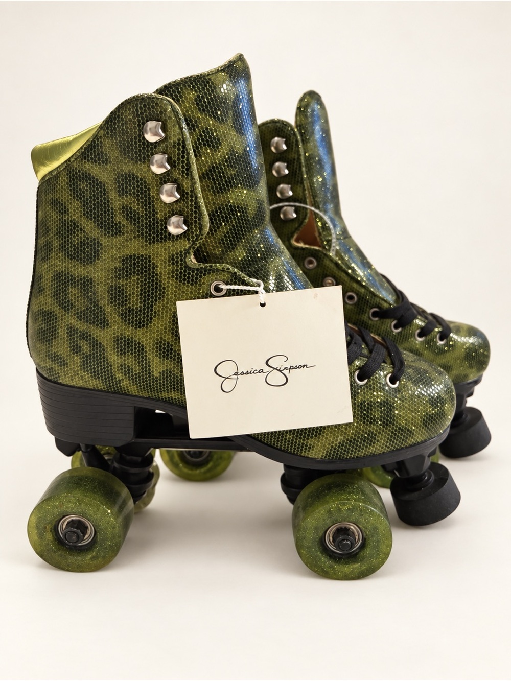 Jessica Simpson Green Leopard Print Girls' Roller Skates